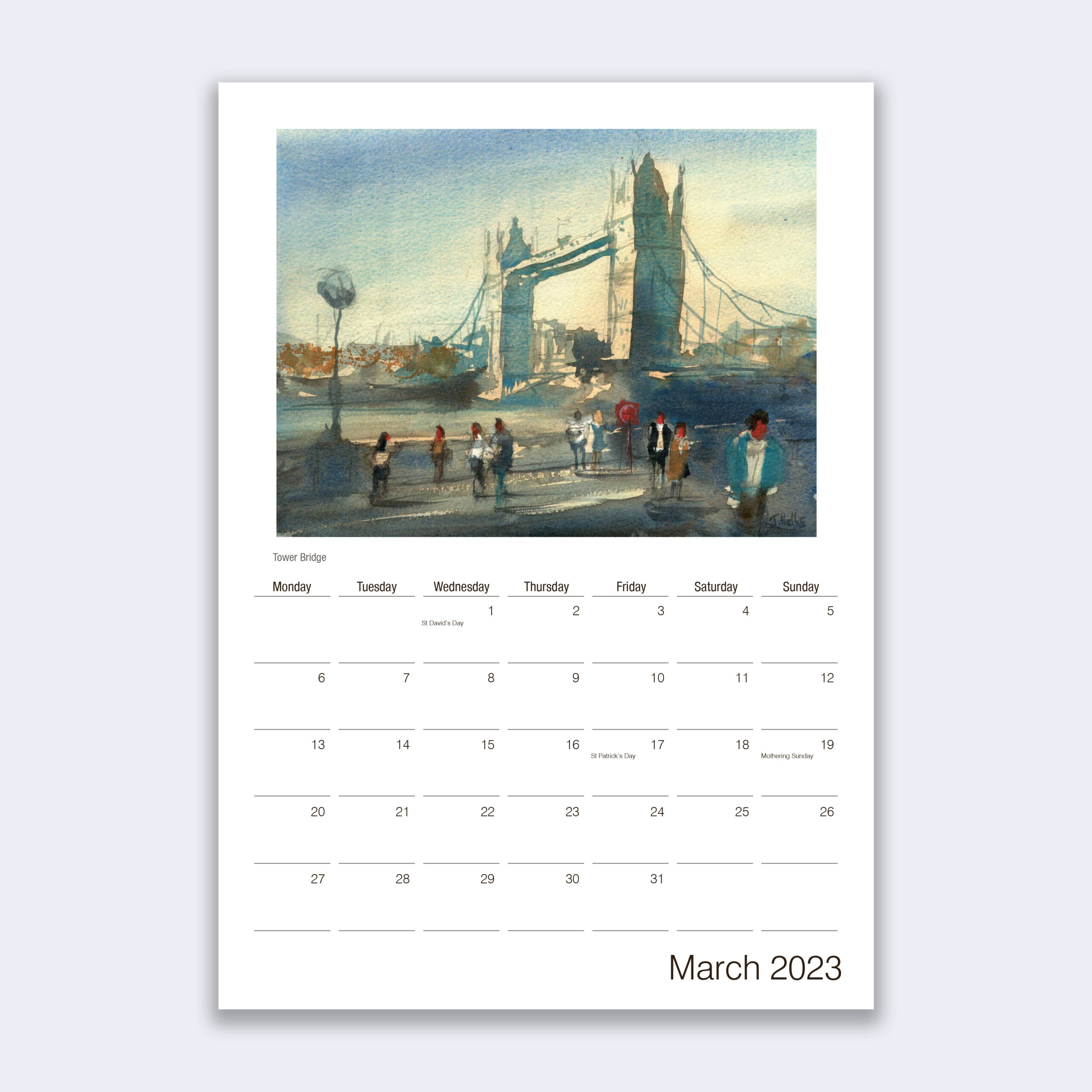 2023 London Calendar - Wall calendar with London paintings by J. Hollis