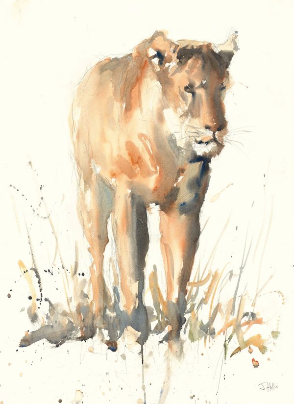 Lion painting, watercolour painting of a leopard